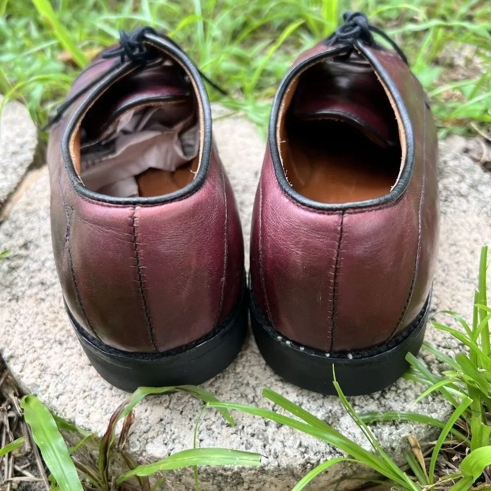 ALLEN EDMONDS BERGLAND Burgundy 8.5 D MENS CAPTOE RUBBER Vibram SOLE DRESS SHOES